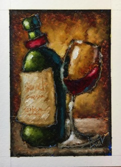 Wacky Wine Series 015. Paintstik on watercolor paper. Varnished. 4.5"x6.5". $175.00